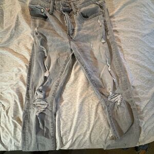 American Eagle Outfitters Light Gray Distressed Jeans